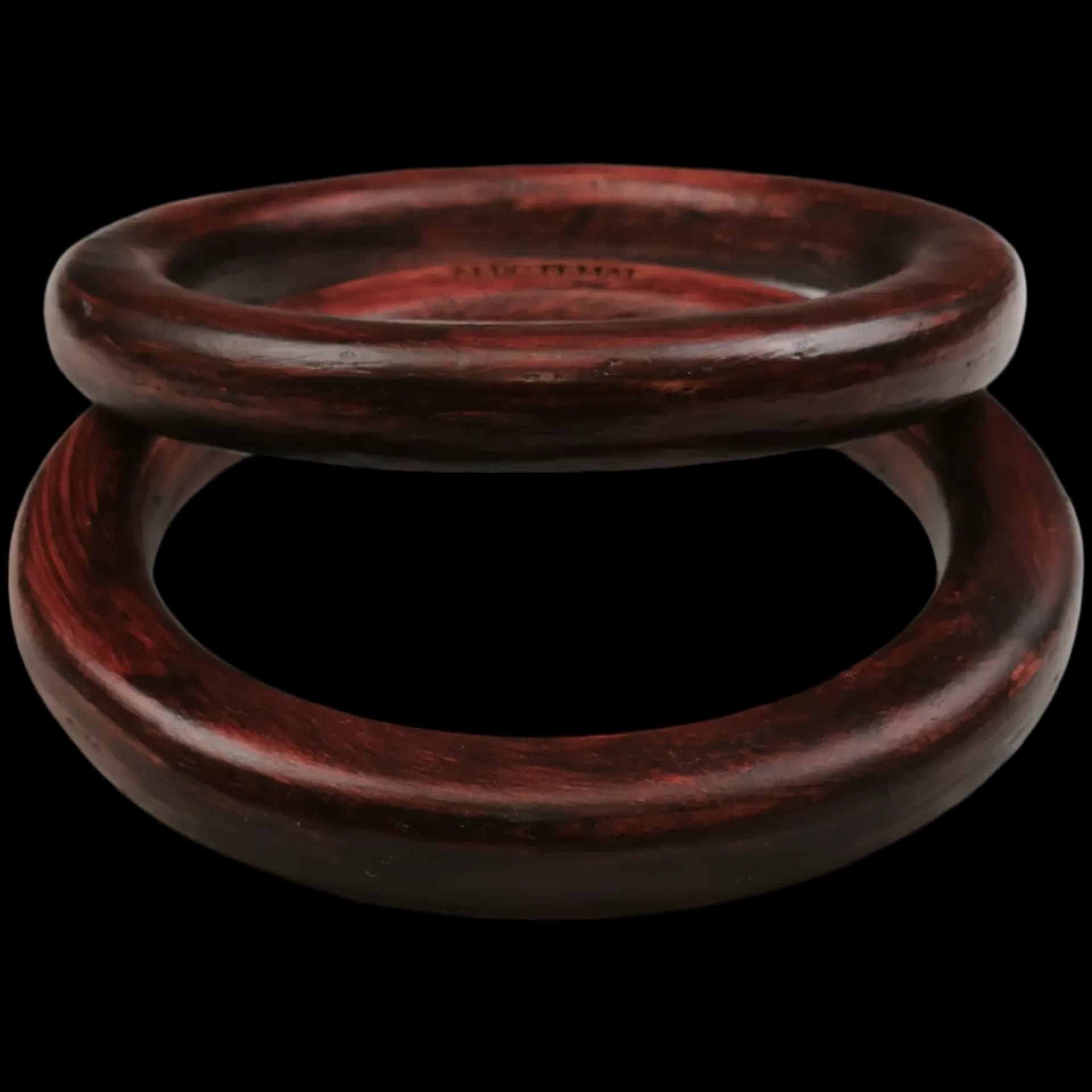 Detalle de los materiales de Anillas de Gimnasia | Aros Olímpicos de Madera para Calistenia, color Caoba Clásico.